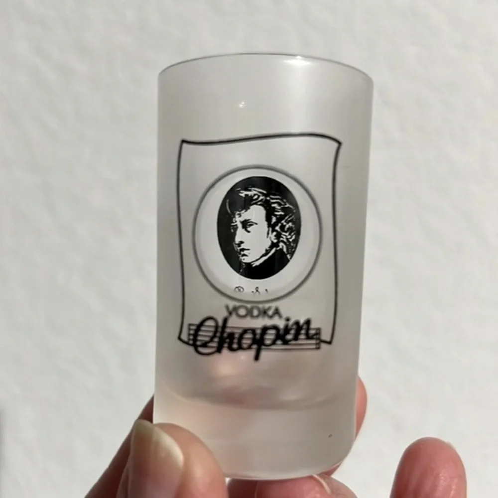 Chopin Vodka Shot Glasses Frosted Set of 4  Rare  Vintage